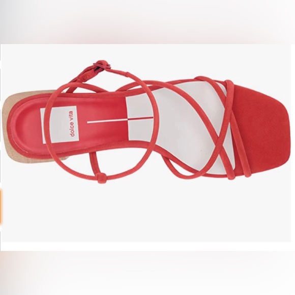 🆕DOLCE VITA ZAYLA HEELED WOODEN RED SANDALS (Sz 8.5) - Picture 7 of 16